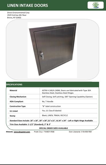 DEC Linen Intake Door Product Sheet